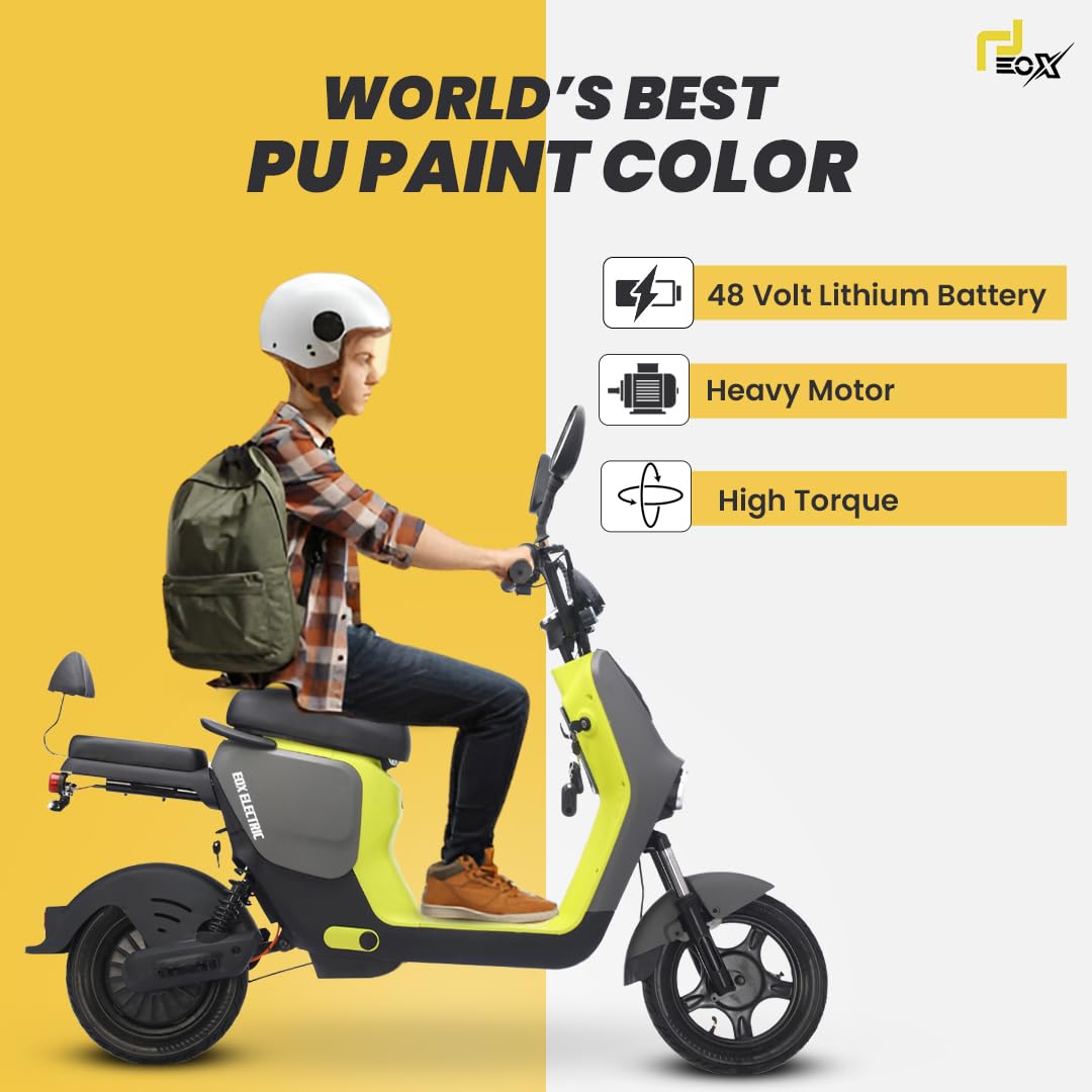 EOX OKO Non RTO Low Speed Electric Scooter with 50-60Km Mileage, Portable 48V Lithium Battery & Charger